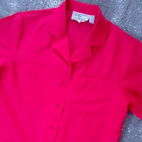 Vintage 90 Red Womens Button Up Top petite collection - Picture 3 of 8